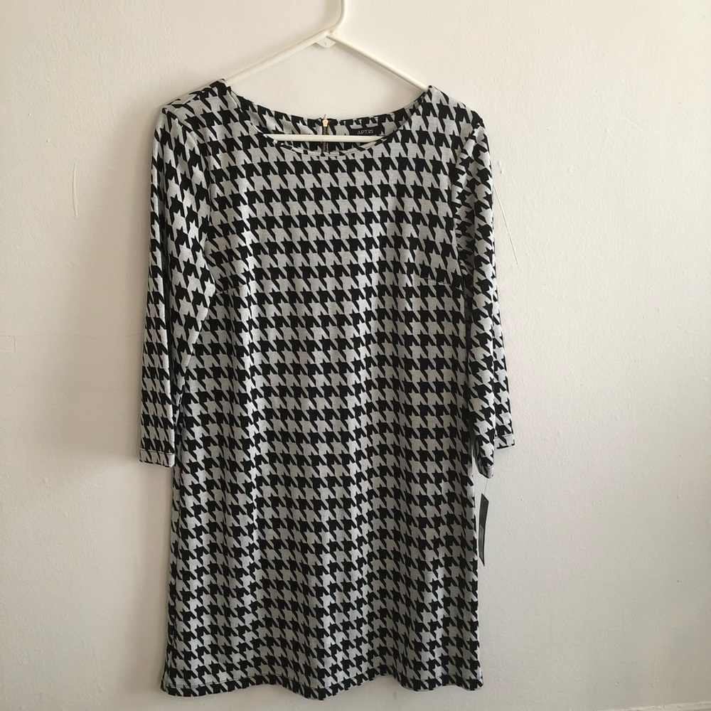 APT 9 Houndstooth Black/Light Grey Dress 🦊🎈